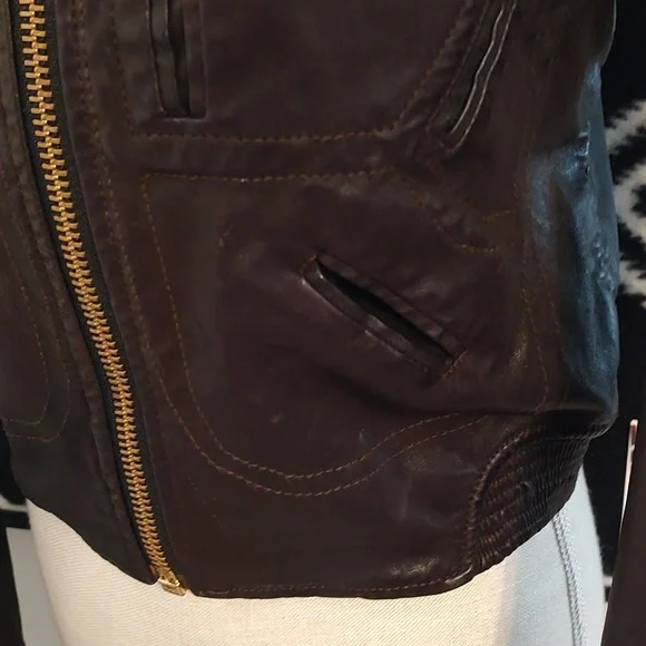 😍NWOT Goldsign Brand Ladie's Unlined Genuine Leather Cropped Bomber Jacket, LG - Picture 12 of 13